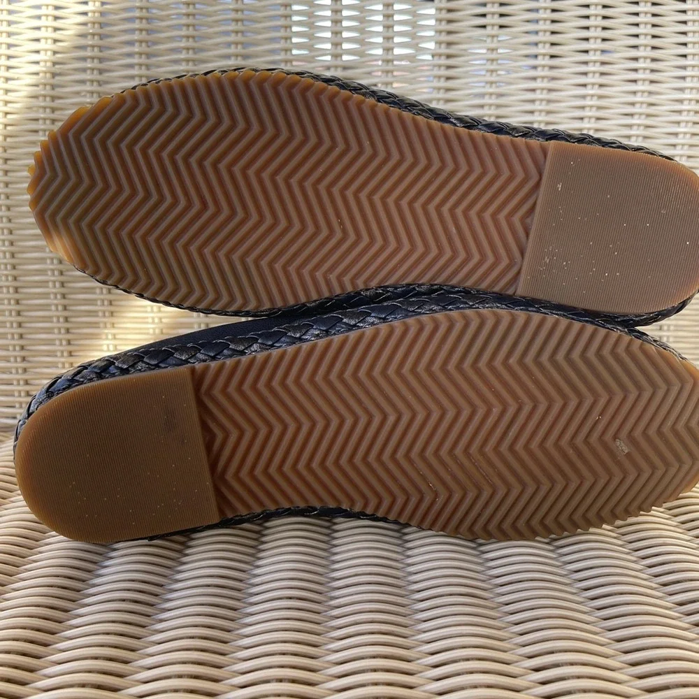 Aetrex Shoes Kylie Orthotic Navy Blue Leather Woven Slip On Comfort Casual Sz 6